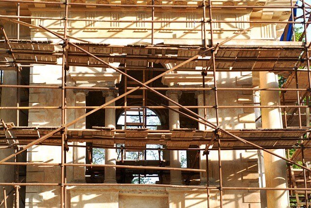 High grade inspected carbon steel pipes scaffolding on rent near me loaded for immediate logistical yard dispatch